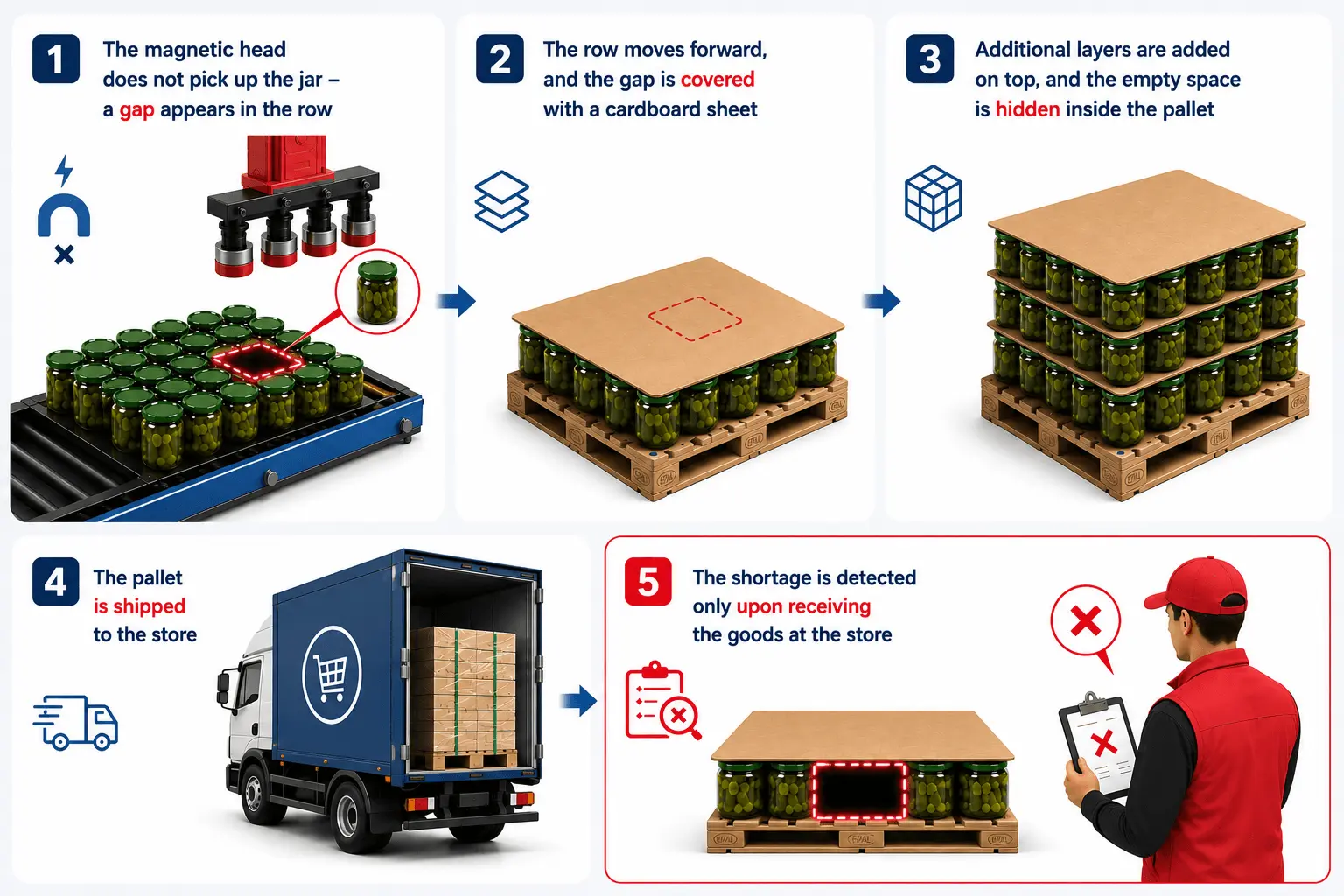Computer vision system detects a hidden can shortage inside a pallet during automated can packaging and store receiving control