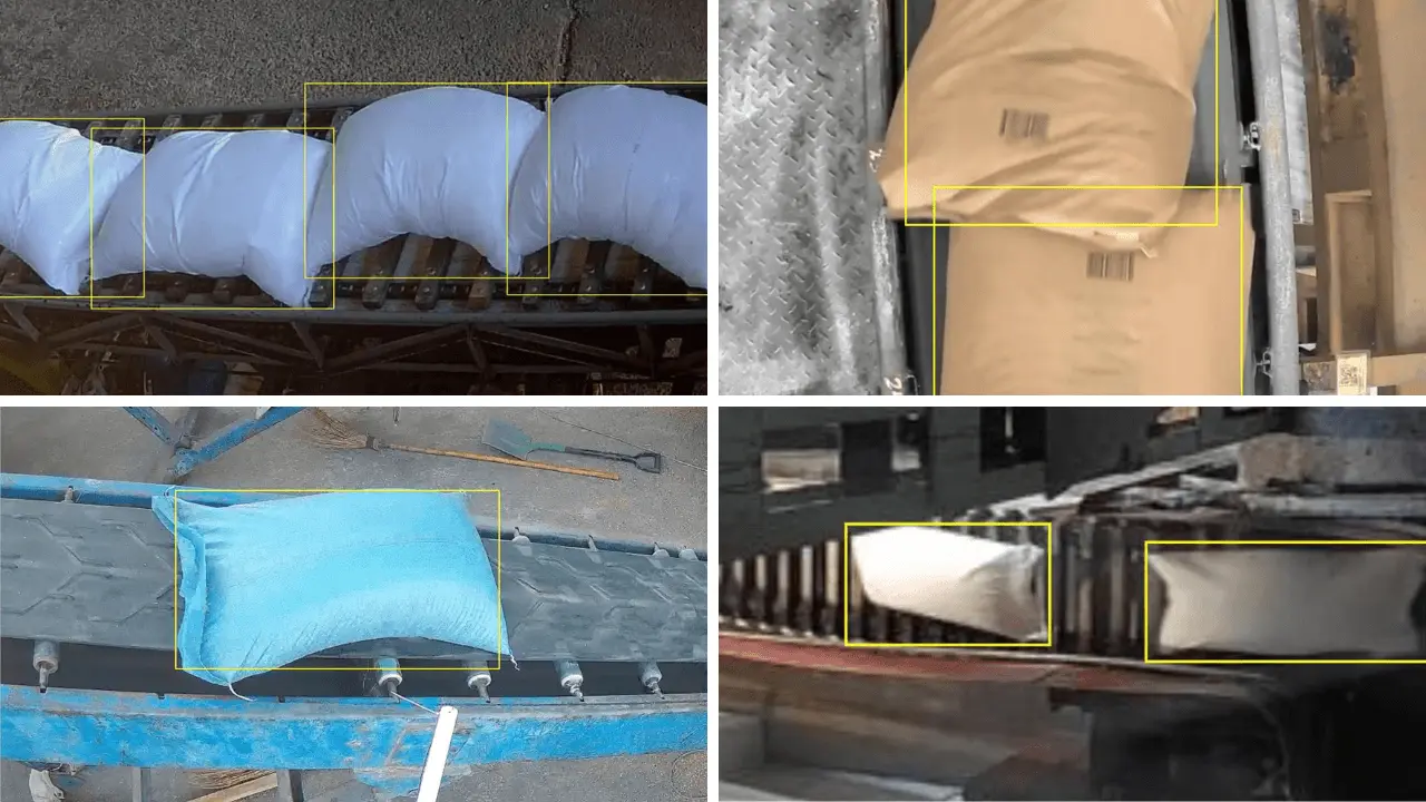 Automated bag counting on a conveyor belt using Camcontador computer vision